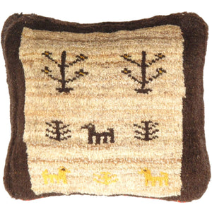 Fine Hand knotted Gabbeh pillow 15"X 15"
