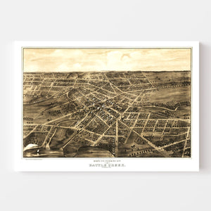 Vintage Map of Battle Creek, Michigan 1870