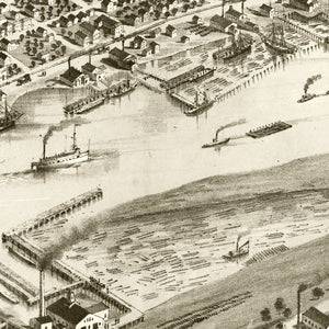 Vintage Map of Bay City, Michigan 1867