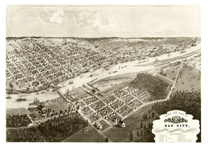 Vintage Map of Bay City, Michigan 1867