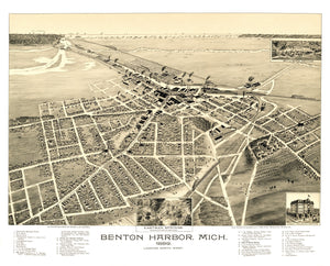 Vintage Map of Benton Harbor, Michigan 1889
