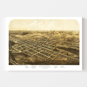 Vintage Map of Coldwater, Michigan 1868