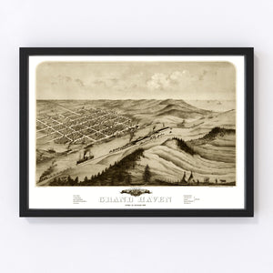 Vintage Map of Grand Haven, Michigan 1868