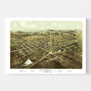 Vintage Map of Hillsdale, Michigan 1866