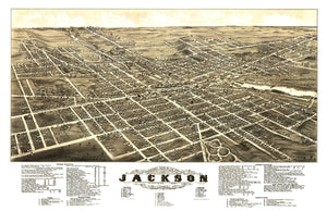Vintage Map of Jackson, Michigan 1881