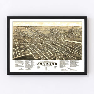 Vintage Map of Jackson, Michigan 1881