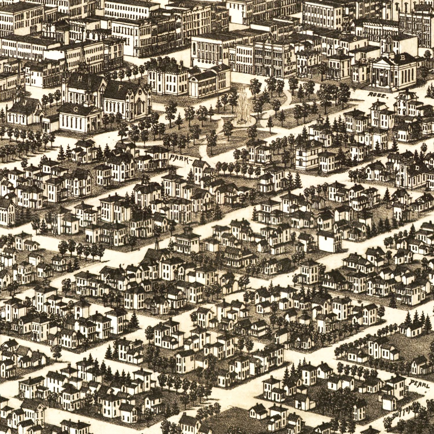 Vintage Map of Kalamazoo, Michigan 1883