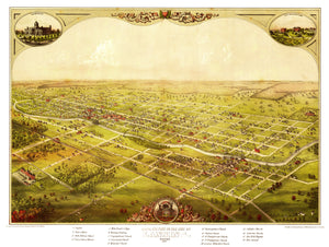 Vintage Map of Lansing, Michigan 1866