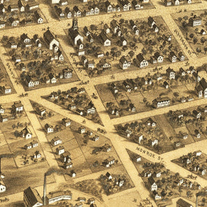 Vintage Map of Marshall, Michigan 1868