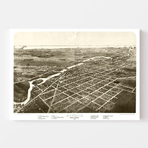 Vintage Map of Monroe, Michigan 1866