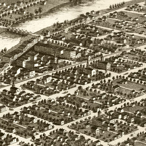 Vintage Map of Monroe, Michigan 1866