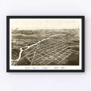 Vintage Map of Monroe, Michigan 1866