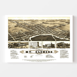 Vintage Map of Mt. Clemens, Michigan 1881