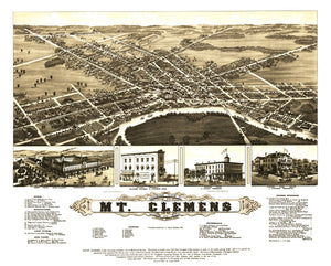 Vintage Map of Mt. Clemens, Michigan 1881