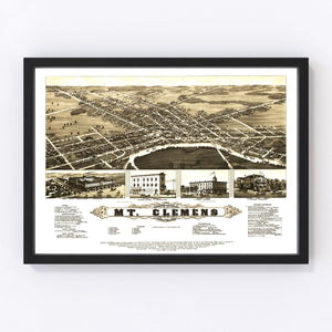 Vintage Map of Mt. Clemens, Michigan 1881