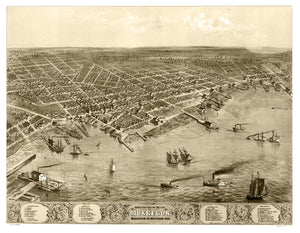 Vintage Map of Muskegon, Michigan 1868
