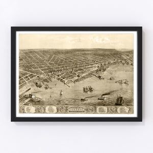 Vintage Map of Muskegon, Michigan 1868
