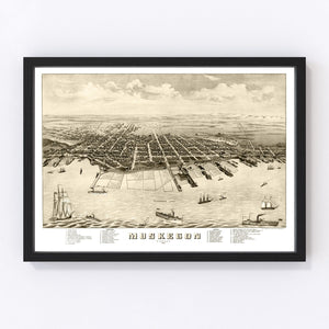 Vintage Map of Muskegon, Michigan 1874