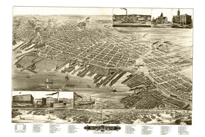 Vintage Map of Muskegon, Michigan 1889