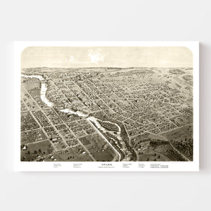 Vintage Map of Niles, Michigan 1868