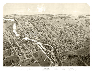 Vintage Map of Niles, Michigan 1868