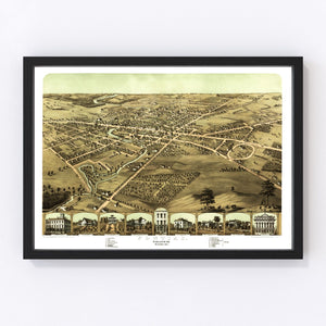 Vintage Map of Pontiac, Michigan 1867