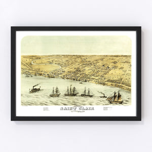 Vintage Map of Saint Clair, Michigan 1868