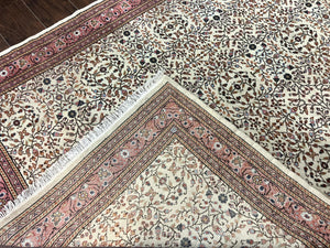 Turkish Rug 6x8, Kayseri Carpet, Handmade Vintage Wool Rug, Cream Multicolor, Allover Pattern