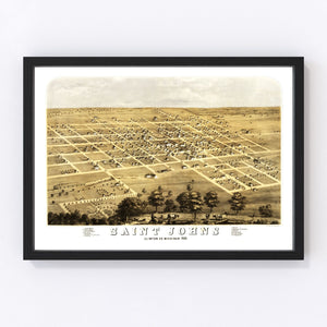 Vintage Map of Saint Johns, Michigan 1868