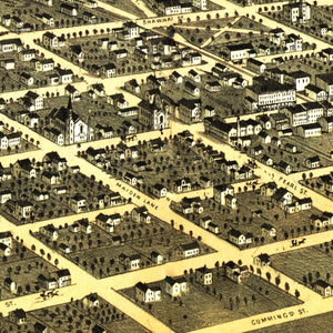 Vintage Map of Tecumseh, Michigan 1868