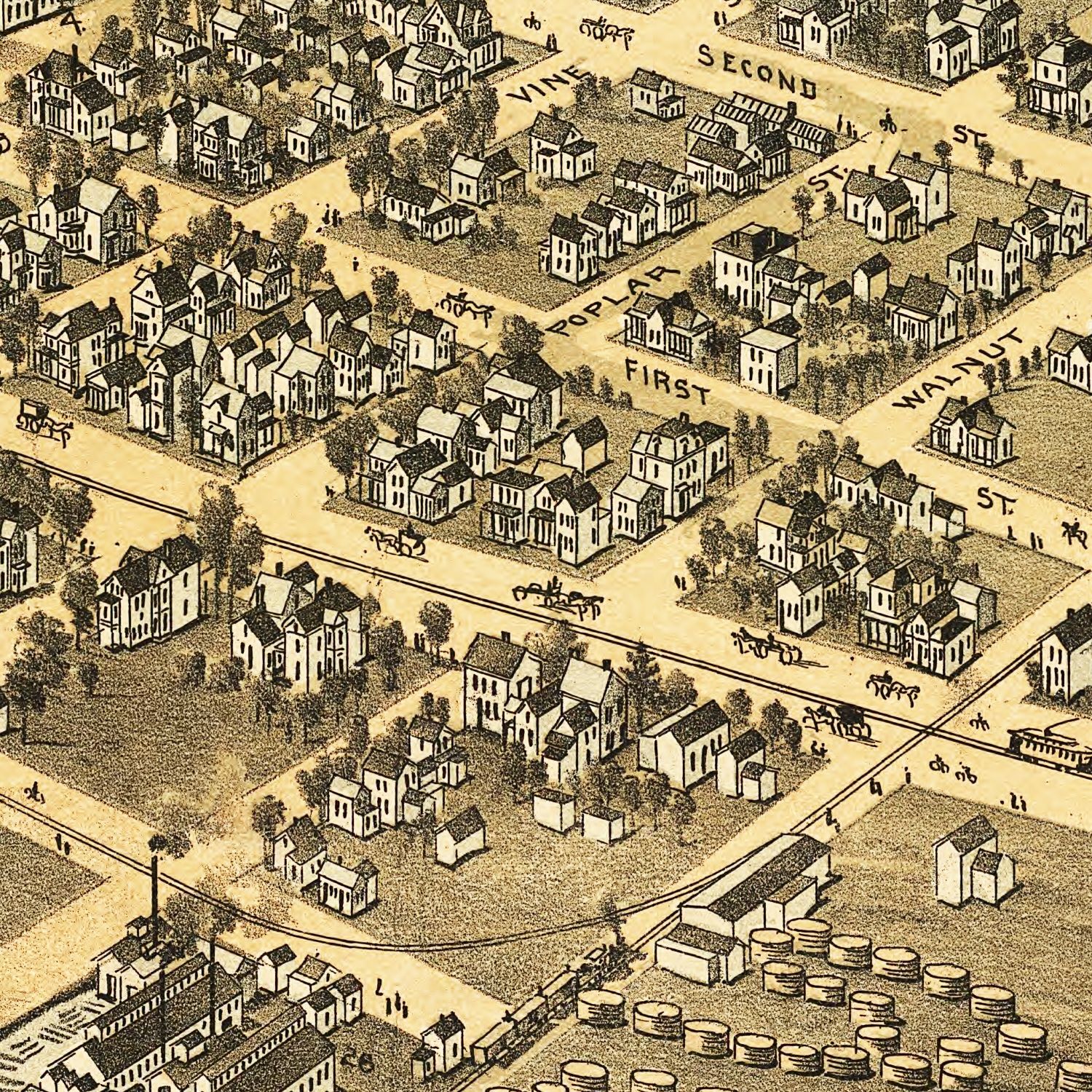 Vintage Map of Wyandotte, Michigan 1896
