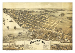 Vintage Map of Wyandotte, Michigan 1896