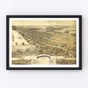 Vintage Map of Wyandotte, Michigan 1896