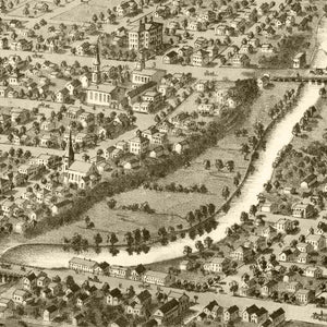 Vintage Map of Ypsilanti, Michigan 1868