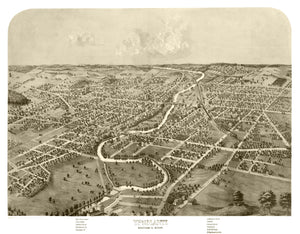 Vintage Map of Ypsilanti, Michigan 1868