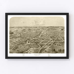 Vintage Map of Ypsilanti, Michigan 1868
