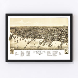 Vintage Map of Ashland, Wisconsin 1886