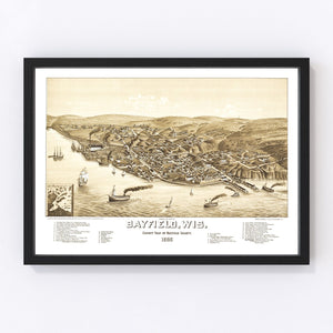 Vintage Map of Bayfield, Wisconsin 1886
