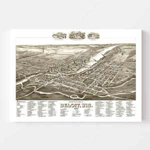 Vintage Map of Beloit, Wisconsin 1890