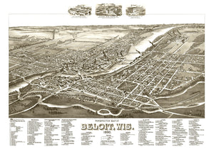 Vintage Map of Beloit, Wisconsin 1890