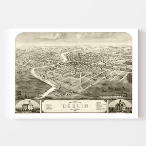Vintage Map of Berlin, Wisconsin 1867