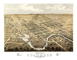 Vintage Map of Columbus, Wisconsin 1868
