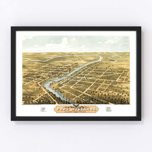 Vintage Map of Fort Atkinson, Wisconsin 1870