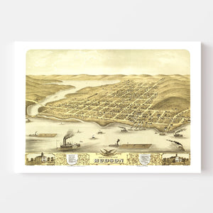 Vintage Map of Hudson, Wisconsin 1870