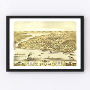 Vintage Map of Hudson, Wisconsin 1870