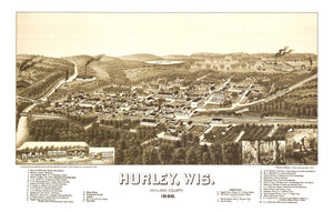 Vintage Map of Hurley, Wisconsin 1886