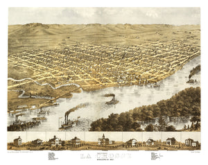 Vintage Map of La Crosse, Wisconsin 1867