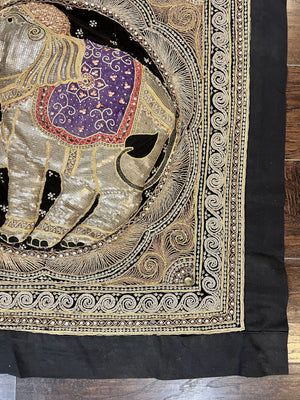 Indian Embroidery 3x3, Elephant Design, Detailed Needlepoint, Beadwork