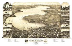 Vintage Map of Lake Geneva, Wisconsin 1882