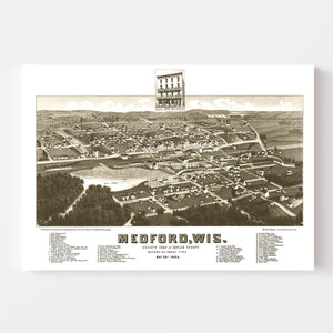Vintage Map of Medford, Wisconsin 1885